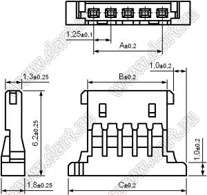 1253H-15 корпус розетки на кабель; шаг 1,25мм; 15-конт.