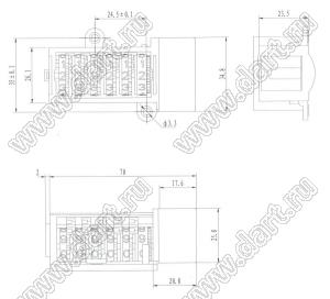 LHPS6H-01B счетный механизм для счетчика электроэнергии; коэффициент деления 100:1; 200:1; 400:1; 800:1; количество разрядов 6