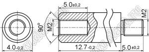 PCSN2-12.7SS стойка резьбовая цилиндрическая; внутренняя и внешняя резьбы; M2; L=12,7мм; D=4,0мм; сталь нержавеющая