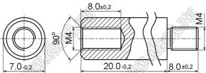 PCSN4-20SS стойка резьбовая цилиндрическая; внутренняя и внешняя резьбы; M4; L=20,0мм; D=7,0мм; сталь нержавеющая