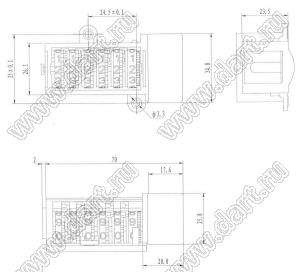 LHPS6H-01 счетный механизм для счетчика электроэнергии; коэффициент деления 100:1; 200:1; 400:1; 800:1; количество разрядов 5+1 (5 целых+1 десятичный)