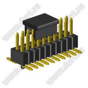 2199SB-020G-SMPG-3025-CP вилка штыревая открытая прямая двухрядная на плату для поверхностного (SMD) монтажа с захватом; шаг 1,27 x 1,27 мм; (2x10) конт.
