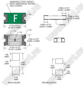 0466.125NRHF предохранитель SMD 1206 быстродействующий; I=0,125А; V max.=125В