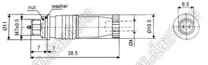 XS7-3PW/YC разъем промышленный металлический (комплект: вилка на прибор+розетка на кабель); d отв.=7мм; DC30V 0.2A; 3-конт.; никелирование
