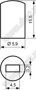 A61-B толкатель (колпачок) круглый D=5,8мм; h=7мм; посадочное отверстие 4x4мм; пластик ABS; черный