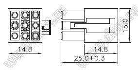 3920-09 (MFC-09F, KR4500HF-2X03P-1) корпус розетки на кабель; P=4,50мм; 9 (2x03)-конт.