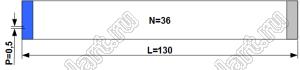BLFPC P0,5 36PIN 130mm REV шлейф плоский сверхтонкий FFC/FPC; 36; длина 130мм; контакты на разных поверхностях