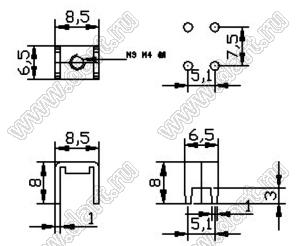 PCB-015-M3 (MY-015-M3) терминал винтовой для пайки в печатную плату; M3x0,6; латунь луженая; 1мм