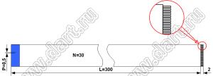 BLFPC P0,5 30PIN 300+2mm шлейф плоский сверхтонкий FFC/FPC; 30-конт.; длина 300+2мм