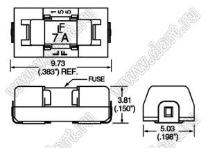 1808SMD-FH (01550900M) держатель SMD предохранителя 1808 (не для пайки в печи); Tраб.=220°C