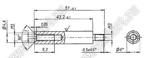 БКЯЮ.713231.006-02A втулка; L=51мм; l=43,2мм; латунь