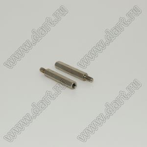 PCHSN-25N стойка шестигранная с внутренней и наружной резьбами; M3x0,5; SW=4,8мм; L=25,0мм; латунь никелированная