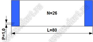 BLFPC P1,0 26PIN 80mm шлейф плоский, шаг 1,0мм 26 жил длина 80мм, контакты на одной поверхности