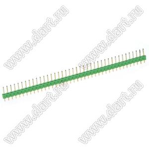 2211S-40G-GN (PLS-40-GN) вилка штыревая открытая прямая однорядная на плату для монтажа в отверстия; шаг 2.54мм; 40-конт.; зеленый