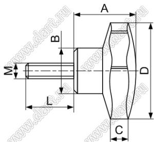 BLPHH-32#M6x20Y винт стальной с пластиковой шестигранной головкой