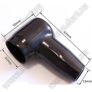 BL13-22-62B изолятор (чехол) клеммы аккумулятора; D1=13мм; D2=22мм; L=62мм; поливинилхлорид (ПВХ); черный
