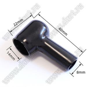 BL8-14-40B изолятор (чехол) клеммы аккумулятора; D1=8мм; D2=14мм; L=40мм; поливинилхлорид (ПВХ); черный