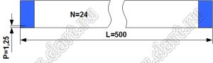 BLFPC P1,25-24PIN 500mm шлейф плоский, шаг 1,25мм 24 жил длина 500мм, контакты на одной поверхности