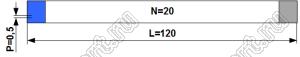 BLFPC P0,5 20PIN 120mm REV шлейф плоский сверхтонкий FFC/FPC; 20; длина 120мм; контакты на разных поверхностях