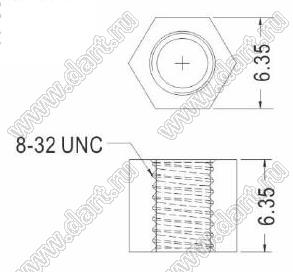 HP832-6.35 cтойка шестигранная с внутренней резьбой; 8-32 UNC; нейлон-66 (UL); черный/натуральный