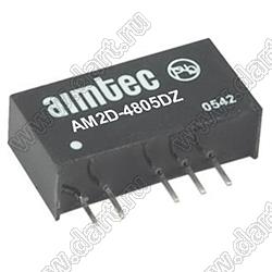 AM2D-4805DZ DC/DC интегральный конвертер напряжения; Uвх=43,2-52,8В; Uвых=±5В; Iвых=±200мА (макс.); Uпр=1000В; два выхода