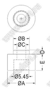 TW-300 втулка изолирующая для транзистора; A=10,0мм; B=5,8мм; C=3,2мм; D=1,6мм; E=6,0мм; PBT; натуральный, черный