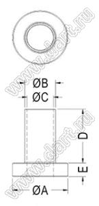 TW-317 втулка изолирующая для транзистора; A=6,3мм; B=3,5мм; C=3,0мм; D=6,3мм; E=1,6мм; PBT; натуральный, черный