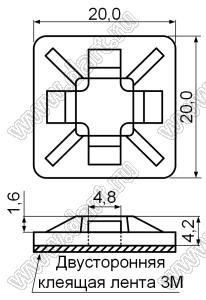 CM-20(3M) площадка самоклеящаяся для кабельной стяжки; 20,0x20,0мм; нейлон-66 (UL); натуральный