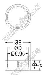 U-40 распорка межплатная; A=3,5мм; B=3,0мм; D=7,0мм; E=8,7мм; нейлон-66 (UL); натуральный