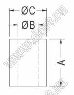 3.7-9.5 стойка трубчатая гладкая; A=9,5мм; B=3,73мм; C=6,35мм; нейлон-66 (UL); натуральный