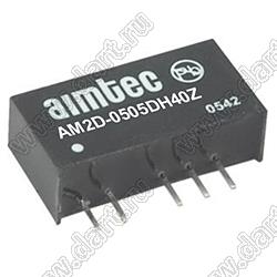 AM2D-0505DH40Z модульный источник питания постоянного тока (DC/DC); Uвх=4,5...5,5В; Uвых=±5В; Iвых=±200мА; Uпр=4000; 2,0Вт
