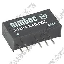 AM2D-2424DH30Z модульный источник питания постоянного тока (DC/DC); Uвх=21,6...26,4В; Uвых=±24В; Iвых=±41,7мА; Uпр=3000; 2,0Вт
