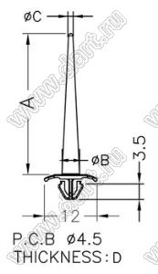MCFD-2810 фиксатор платы с защелкой в плату; поликарбонат PC (UL); белый