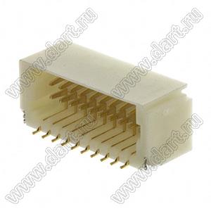 A1001-SMT-10AWX2 (SM20B-SRDS-G-TF) вилка SMD вертикальная с направляющими в плату; шаг 1,0мм; шаг 1,00мм; 2x10-конт.