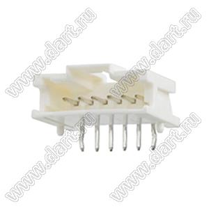 MOLEX MicroClasp™ 559350610 вилка однорядная угловая с направляющими на плату, цвет натуральный; 6-конт.