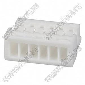 KR1000H-06P-2 (SHR-06V-S) корпус розетки на кабель; шаг 1,0мм; шаг 1,00мм; KR1000H-06P-2кв.мм; 6-конт.; медный сплав луженый / нейлон, цвет натуральный