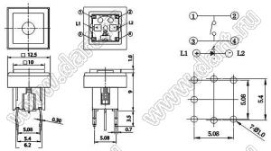 PB6143FL-2 кнопка тактовая с подсветкой; желтый