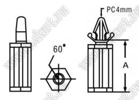 CS-5 (SPP-5, CYX PSP-5) фиксатор платы резьба M3/защелка; A=5,0мм; нейлон-66 (94V-2)