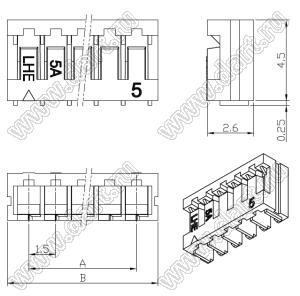 B1502-H06 корпус колодки на кабель; шаг 1,5мм; 6-конт.