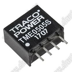 TME0505S DC/DC преобразователь; Uвх=5В (VDC ±10%); Uвых=5В (VDC); Iвых=200мА (макс.); КПД 70%