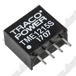 TME1215S DC/DC преобразователь; Uвх=12В (VDC ±10%); Uвых=15В (VDC); Iвых=65мА (макс.); КПД 80%