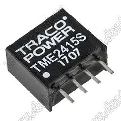 TME2415S DC/DC преобразователь; Uвх=24В (VDC ±10%); Uвых=15В (VDC); Iвых=65мА (макс.); КПД 79%