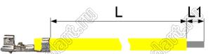 BLWTE1.5-A1501Te-AWG#28-150-YL-FREE провод с терминалом; BLWTE1.5-A1501Te; P=1,5мм; L=150мм; желтый; AWG 28AWG; L1=4...5мм