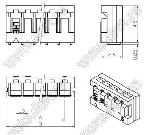 B1501-H04 корпус колодки на кабель; шаг 1,5мм; 4-конт.