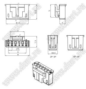 C2508-H03 корпус розетки на кабель; 3-конт.