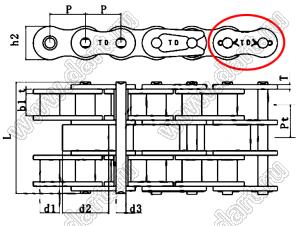 02-12BS-3 (716TB/ACC MT CATENA 3/4 TR FOLLE) цепь приводная; P=19,050мм; d2=26/28/31мм; L=61,5мм; Pt=19,46мм