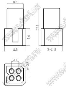 C3682-H02X2 корпус вилки на кабель; 4-конт.; нейлон-66/94V-2(0)