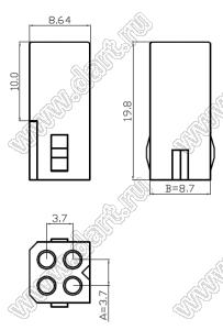 C3681-H02X2 корпус розетки на кабель; 4-конт.; нейлон-66/94V-2(0)