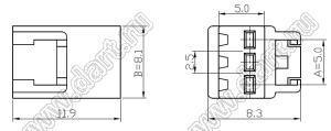 C2502-HC03 корпус однорядной розетки на кабель; 3-конт.