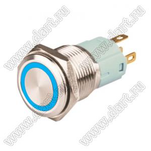 LAS3-16F-11EM 24V BLUE кнопка антивандальная; U=24В; ON-(ON); синяя подсветка